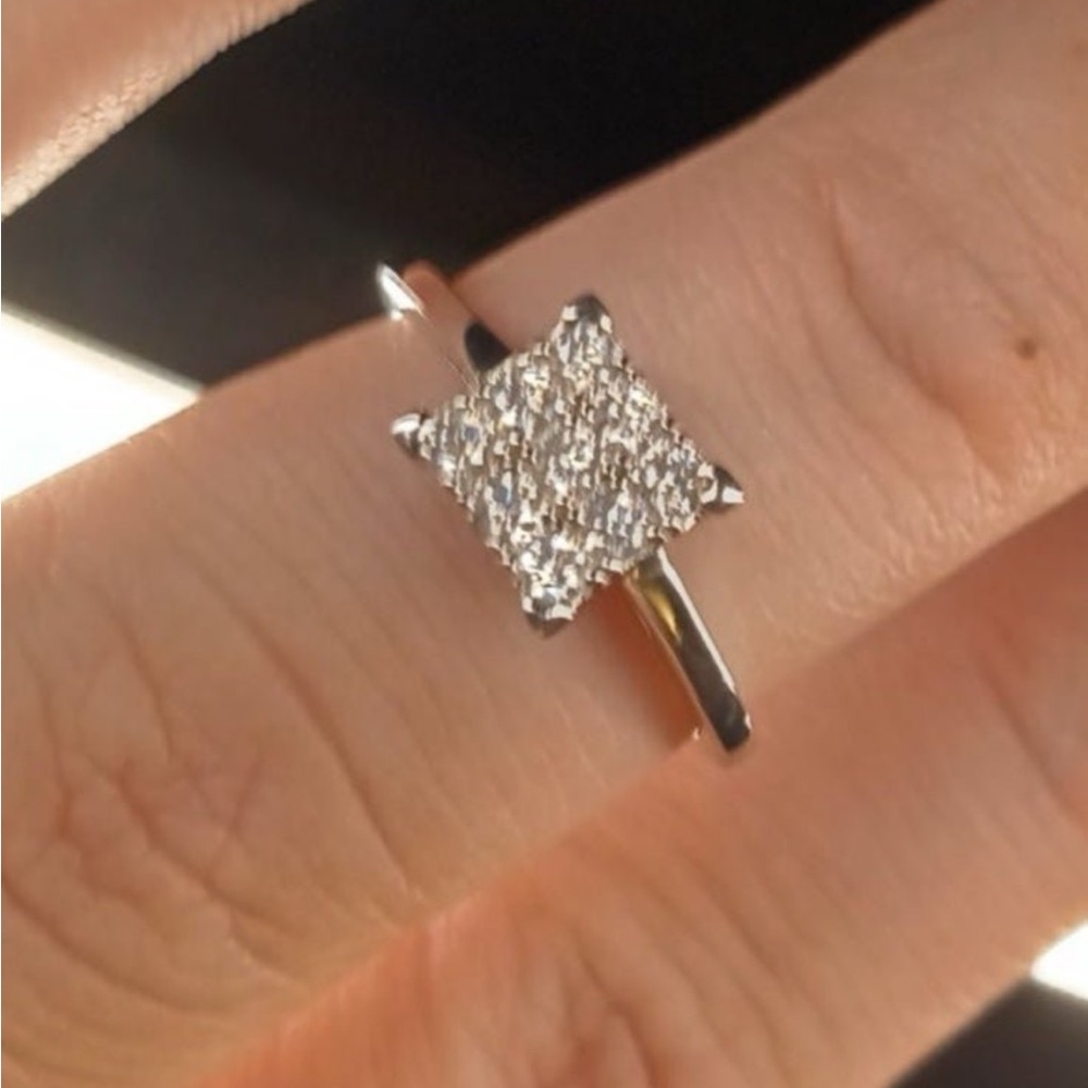 4.35 ctw Platinum Over Sterling Silver Cluster Ring (Size 6.0) Made with Zircon